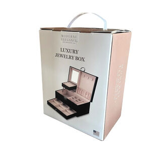 MODERNE ELEGANCE Luxury Jewelry Box Faux Leather Lock & Key BRAND NEW IN BOX